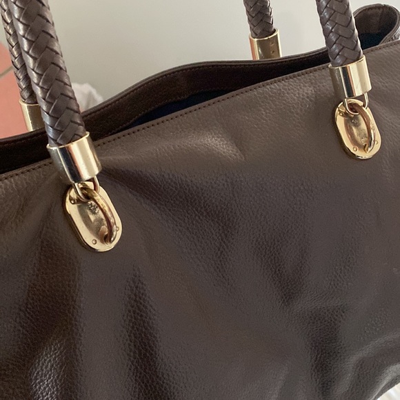 Cole Haan Brown Leather Braided Handle Bag - Picture 4 of 9